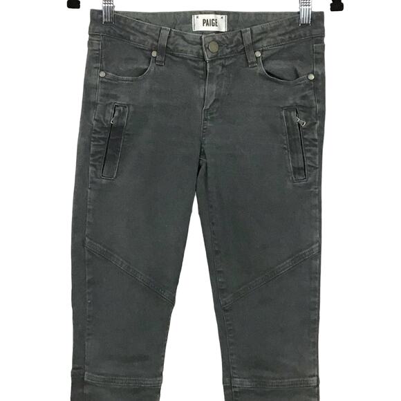 PAIGE Denim Marley Cargo Seam Detail Ankle Zip Jeans Pants Black Currant 25 x 30 - Picture 8 of 16